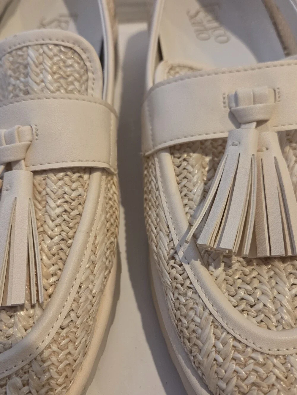 Franco Sarto Lug Sole Loafers shoes size 8.5 Carolynn Tassel Raffia espadrilles